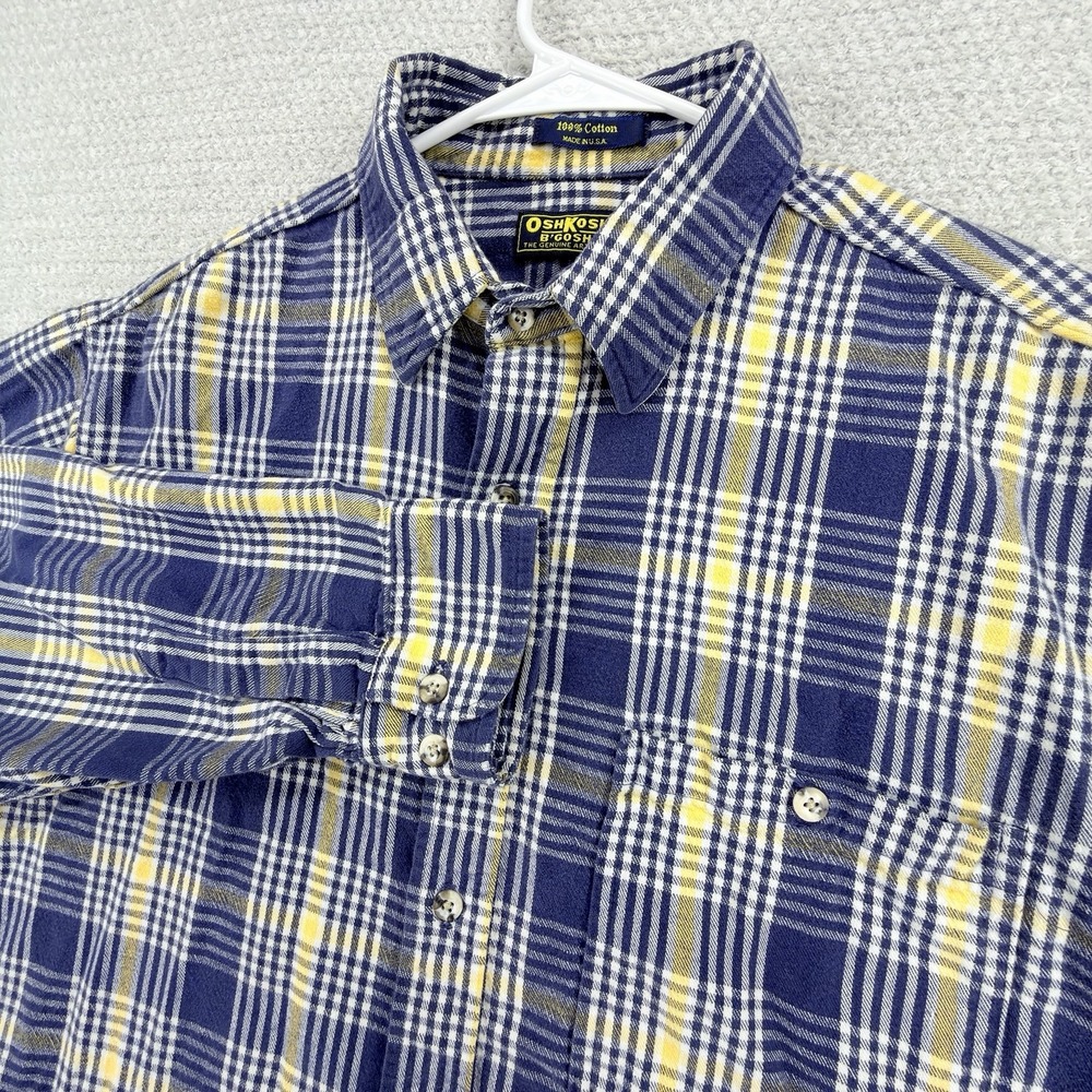 Vintage OshKosh B'Gosh Flannel Shirt Men's XL USA Made Plaid Workwear 90s